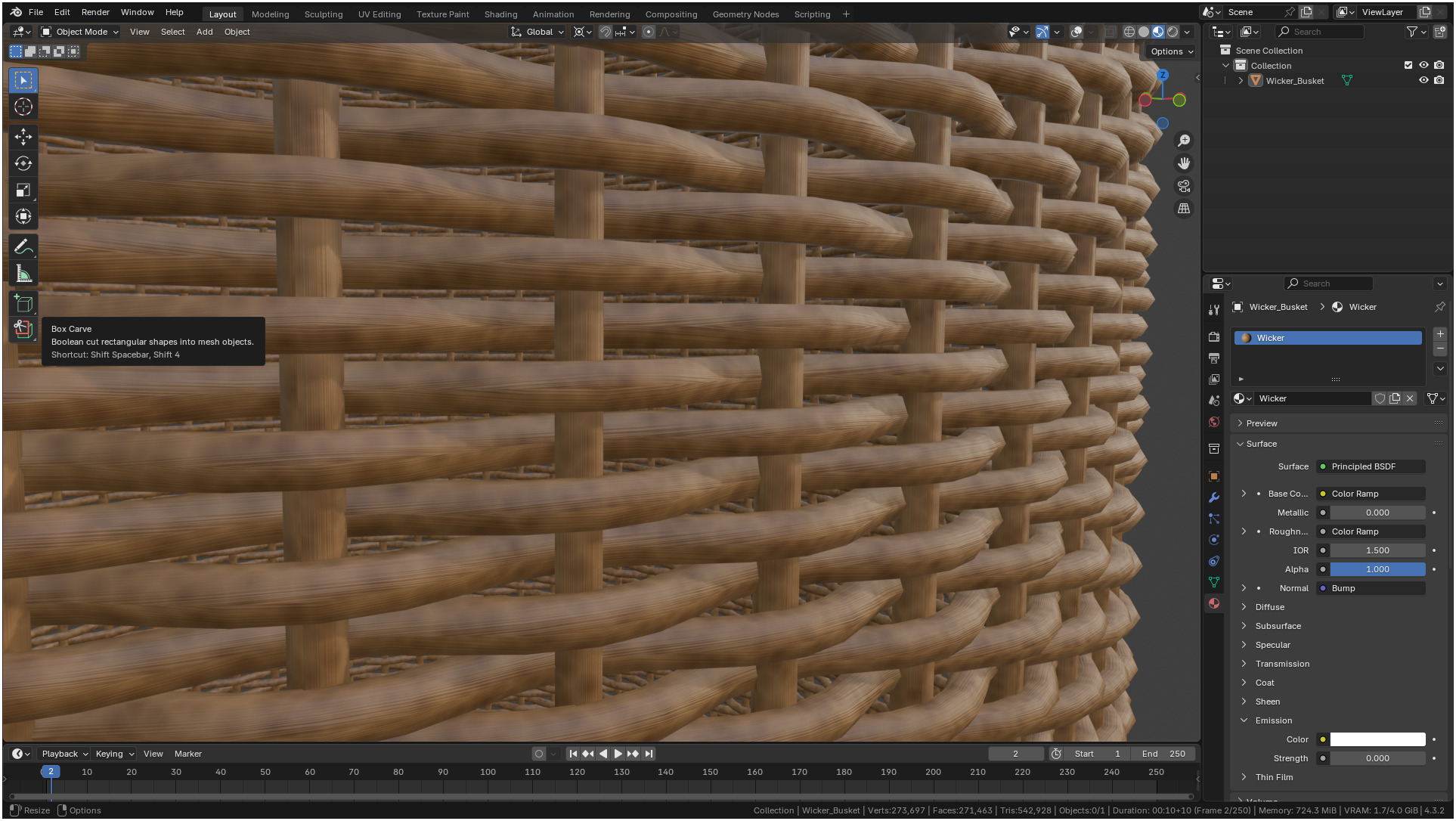 Wicker Basket Cylinder Shape Midpoly 3D model_10