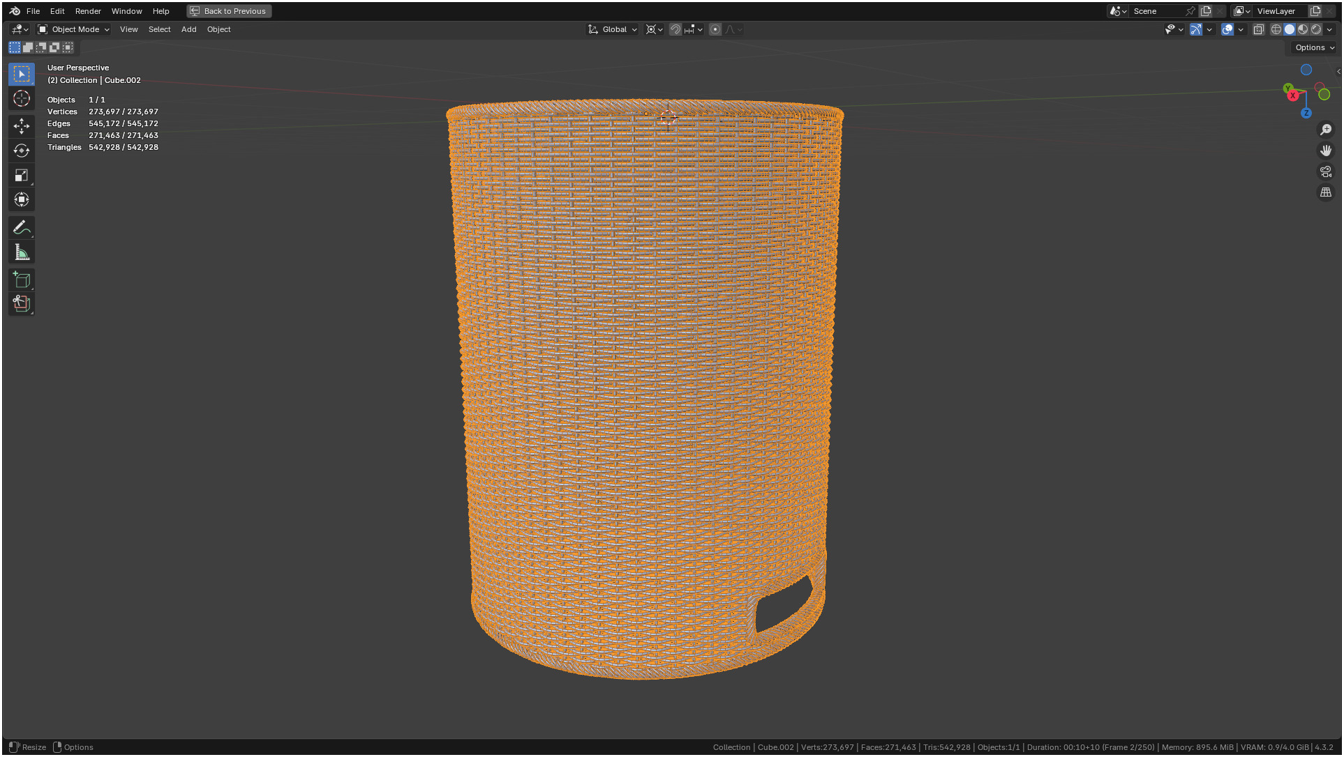 Wicker Basket Cylinder Shape Midpoly 3D model_51