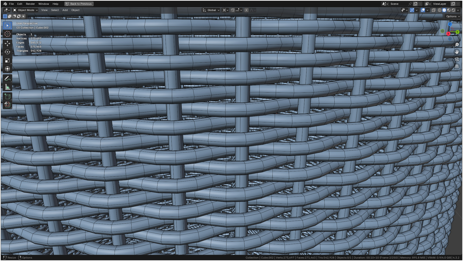 Wicker Basket Cylinder Shape Midpoly 3D model_40