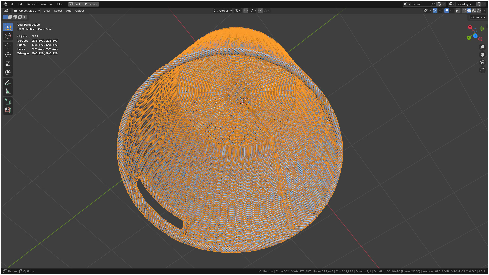 Wicker Basket Cylinder Shape Midpoly 3D model_52