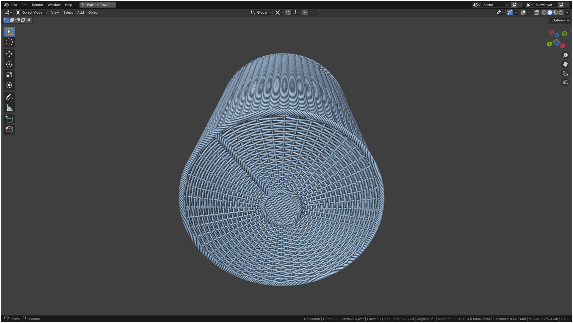 Wicker Basket Cylinder Shape Midpoly 3D model_27