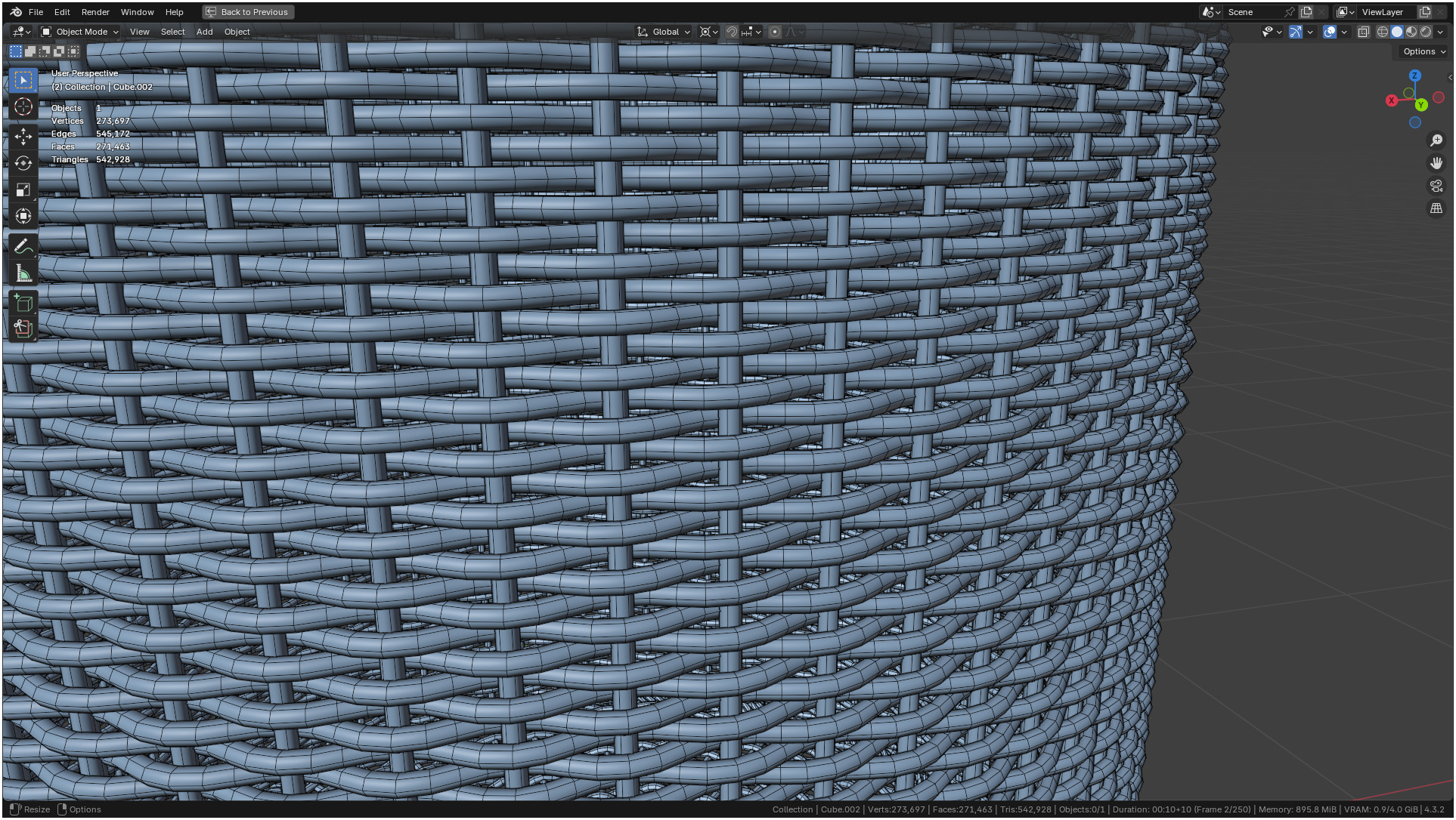 Wicker Basket Cylinder Shape Midpoly 3D model_41