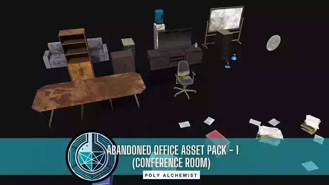 Abandoned Office Asset Pack - 1 - Conference Room - 21 Props 