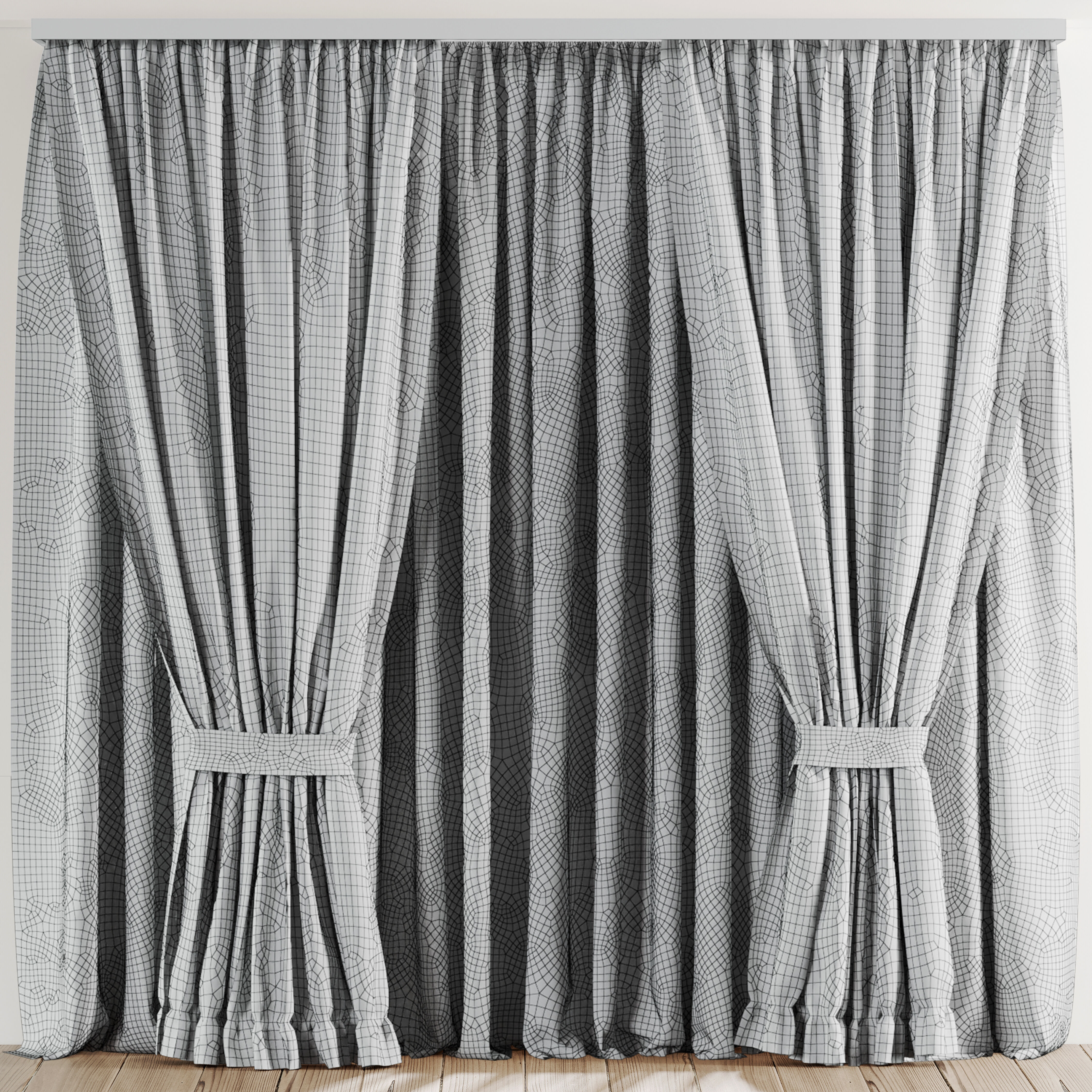 Curtain A2 Low-poly 3D model_3