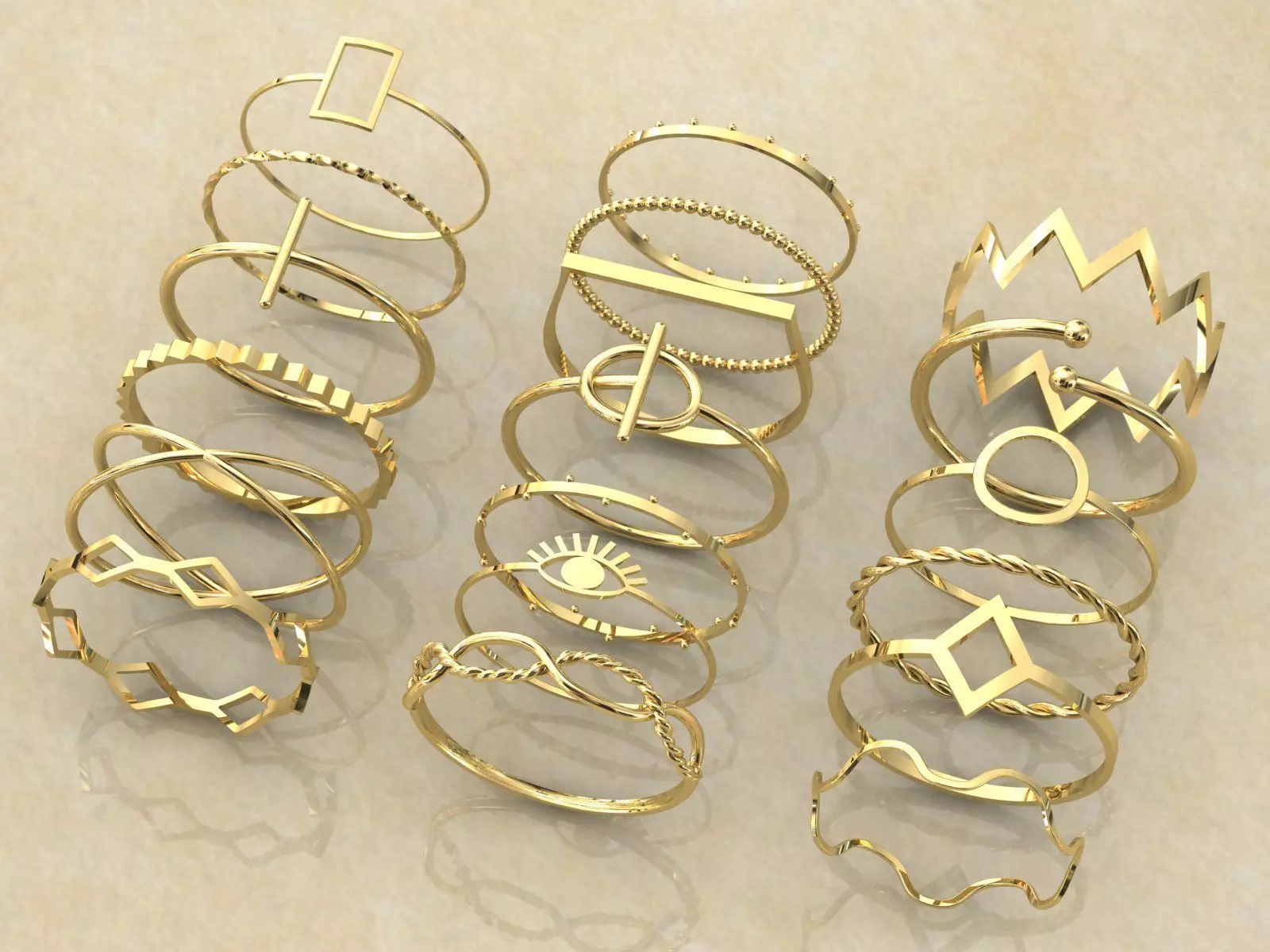 Minimalist ring set 3D print model