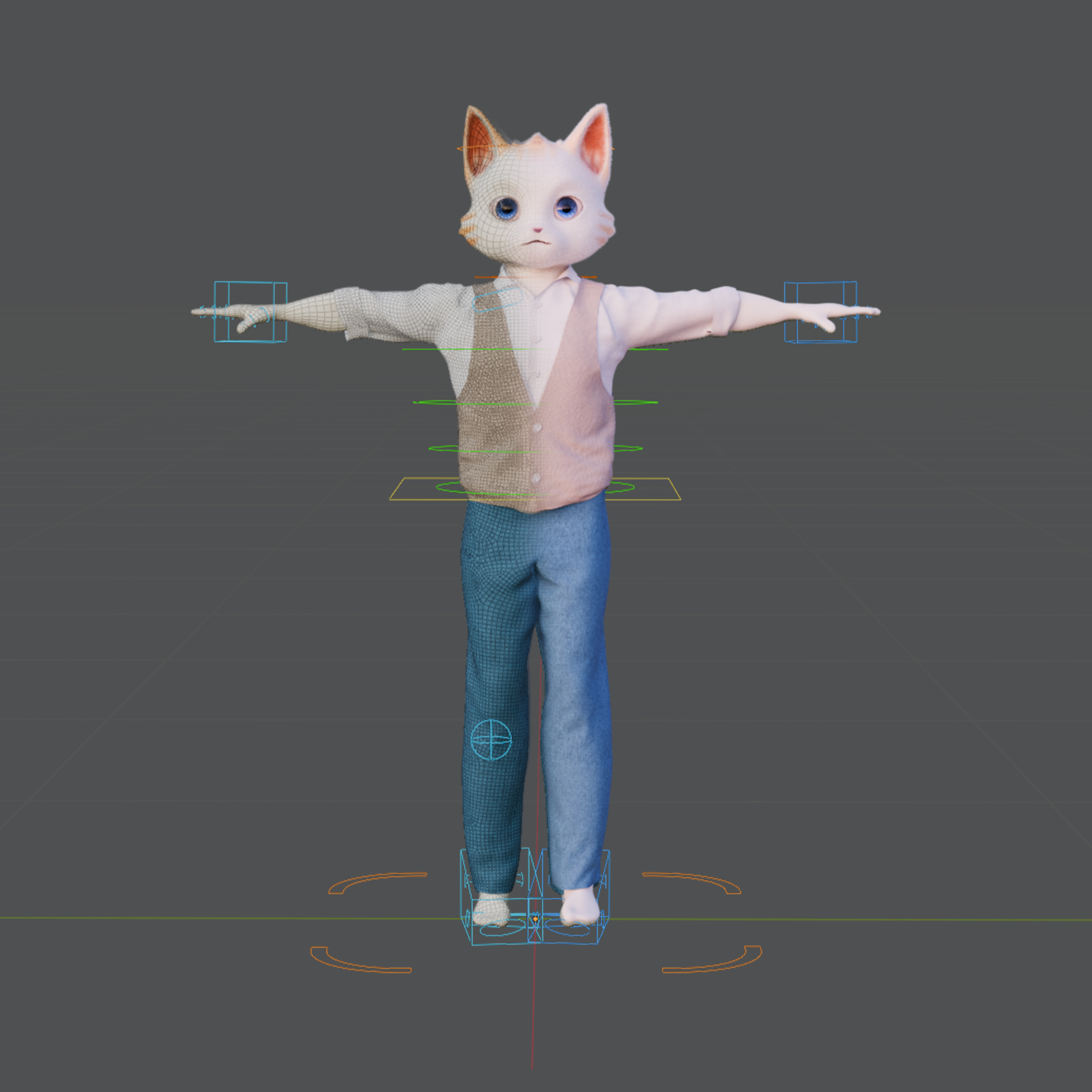 Cat Rigged 3D Character Model 3D model_3