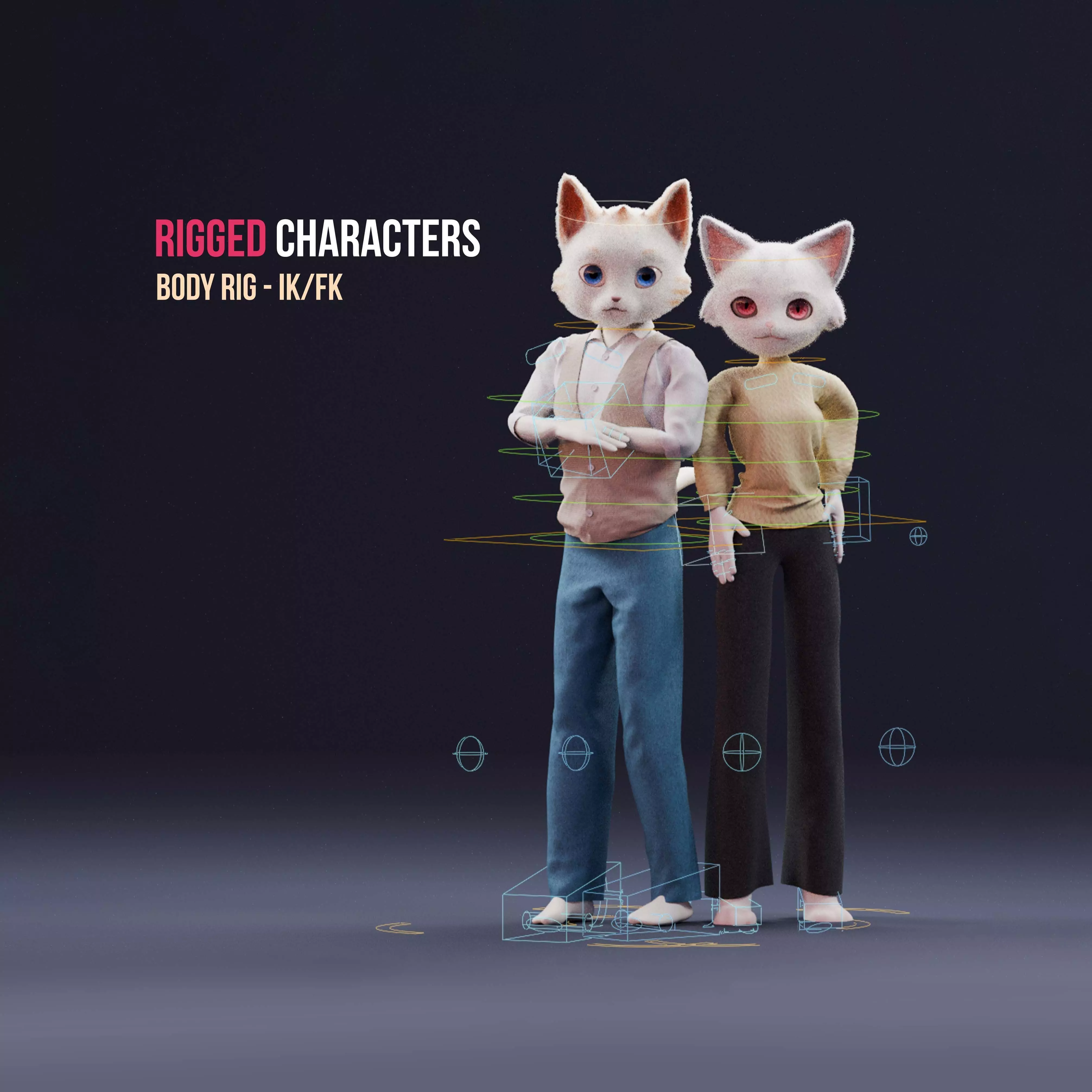 Cat Rigged 3D Character Model 3D model_0