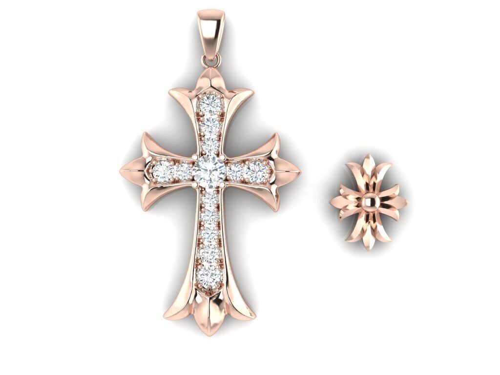 crucifix diamond  pendant 3D print model_3