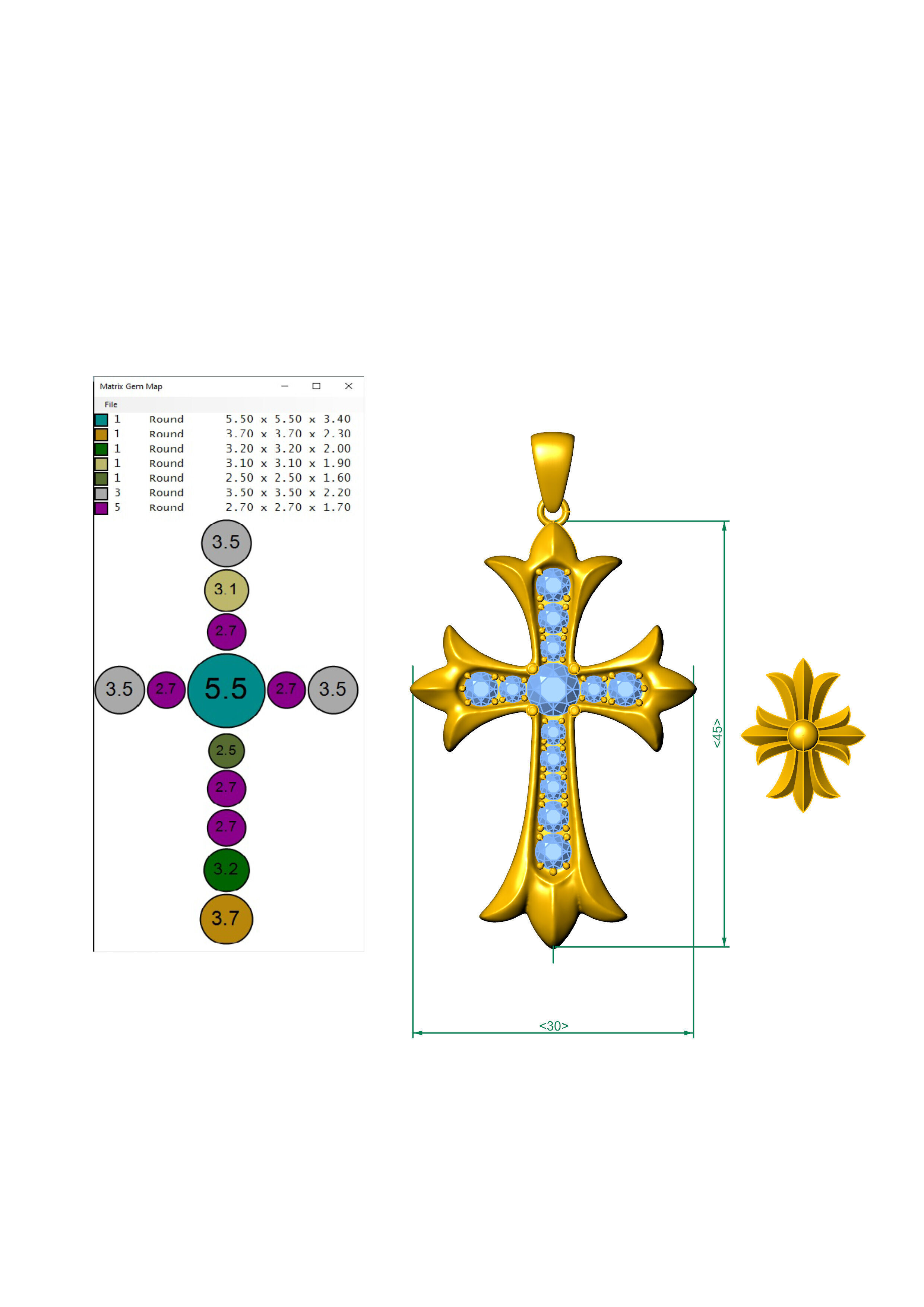 crucifix diamond  pendant 3D print model_5