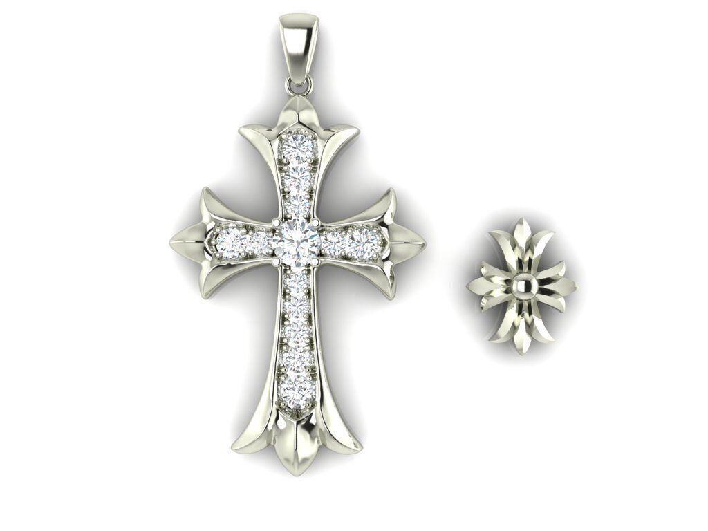 crucifix diamond  pendant 3D print model_2