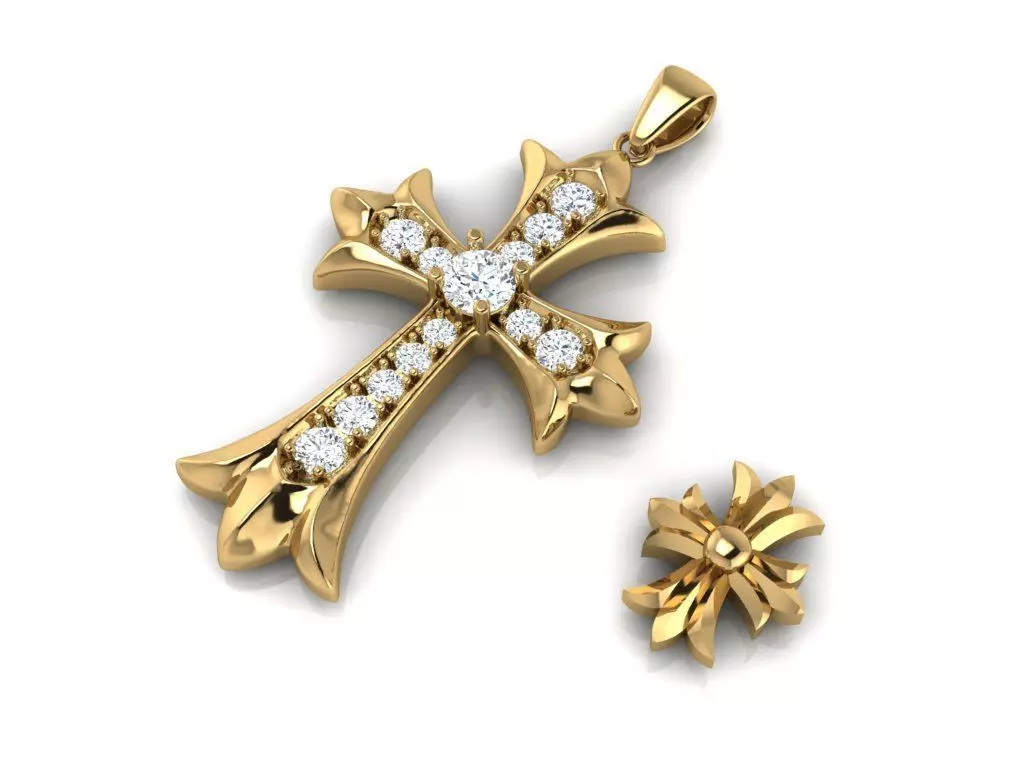 crucifix diamond  pendant 3D print model_0