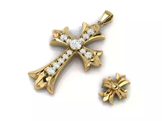 crucifix diamond  pendant 3D print model