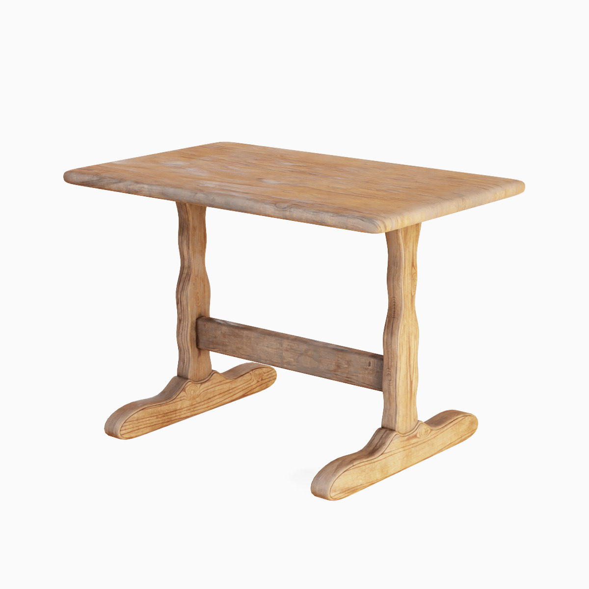 Wooden Dining Table 03 3D model_3