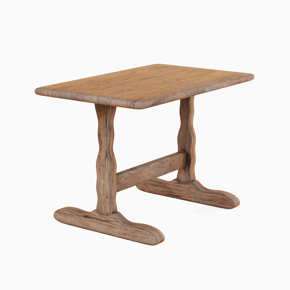 Wooden Dining Table 03 3D model_2