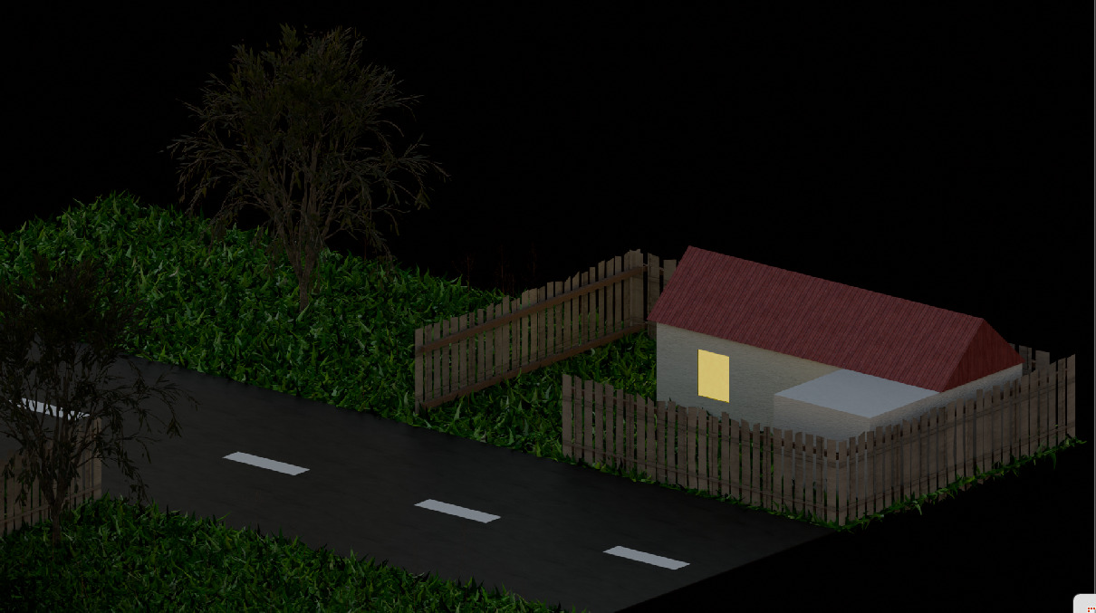 Rural street Low-poly 3D model_1