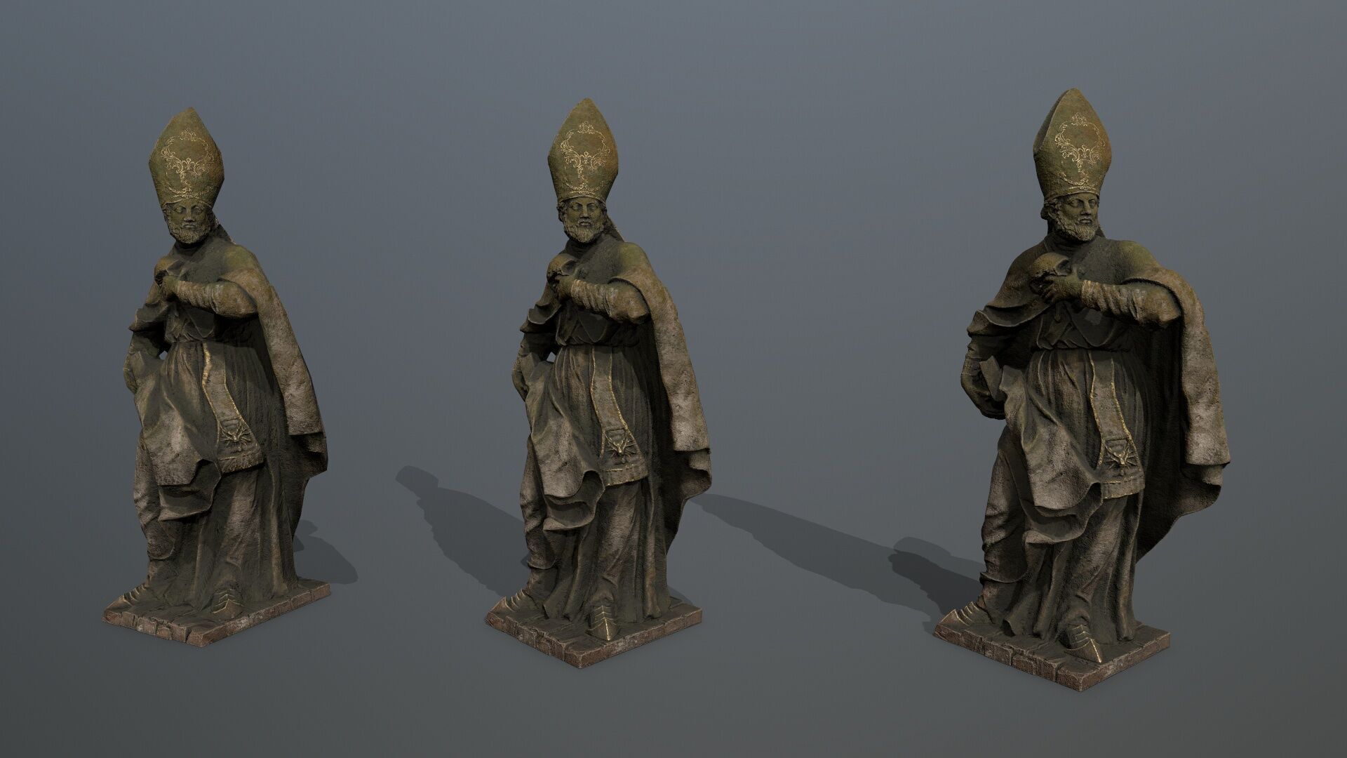 Man Statue Low-poly 3D model_9