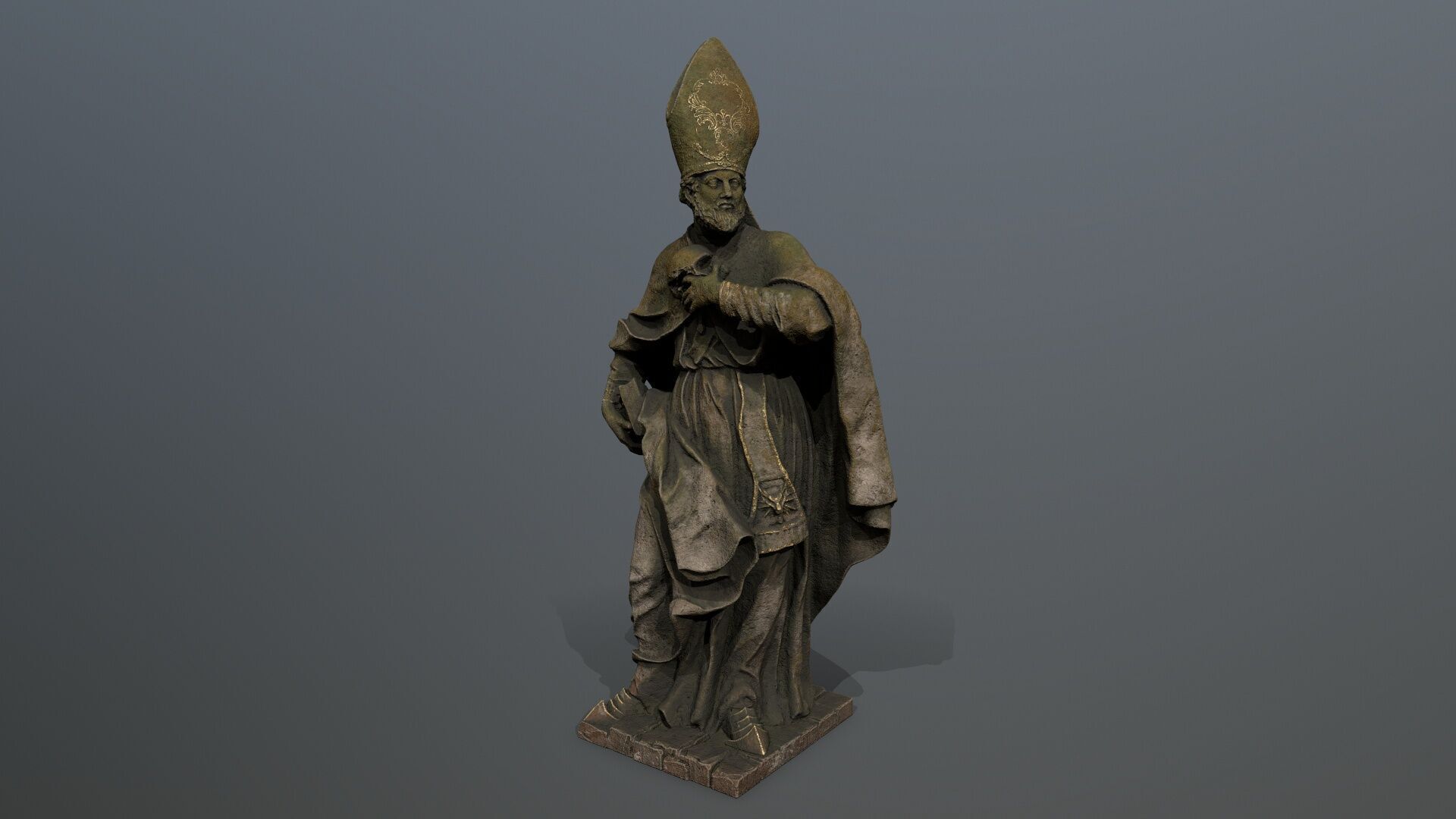 Man Statue Low-poly 3D model_1