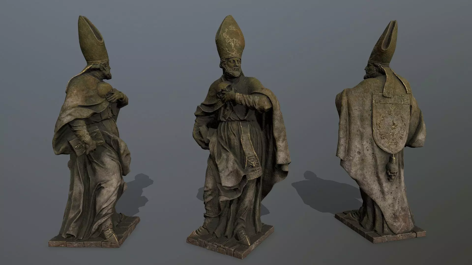 Man Statue Low-poly 3D model_0