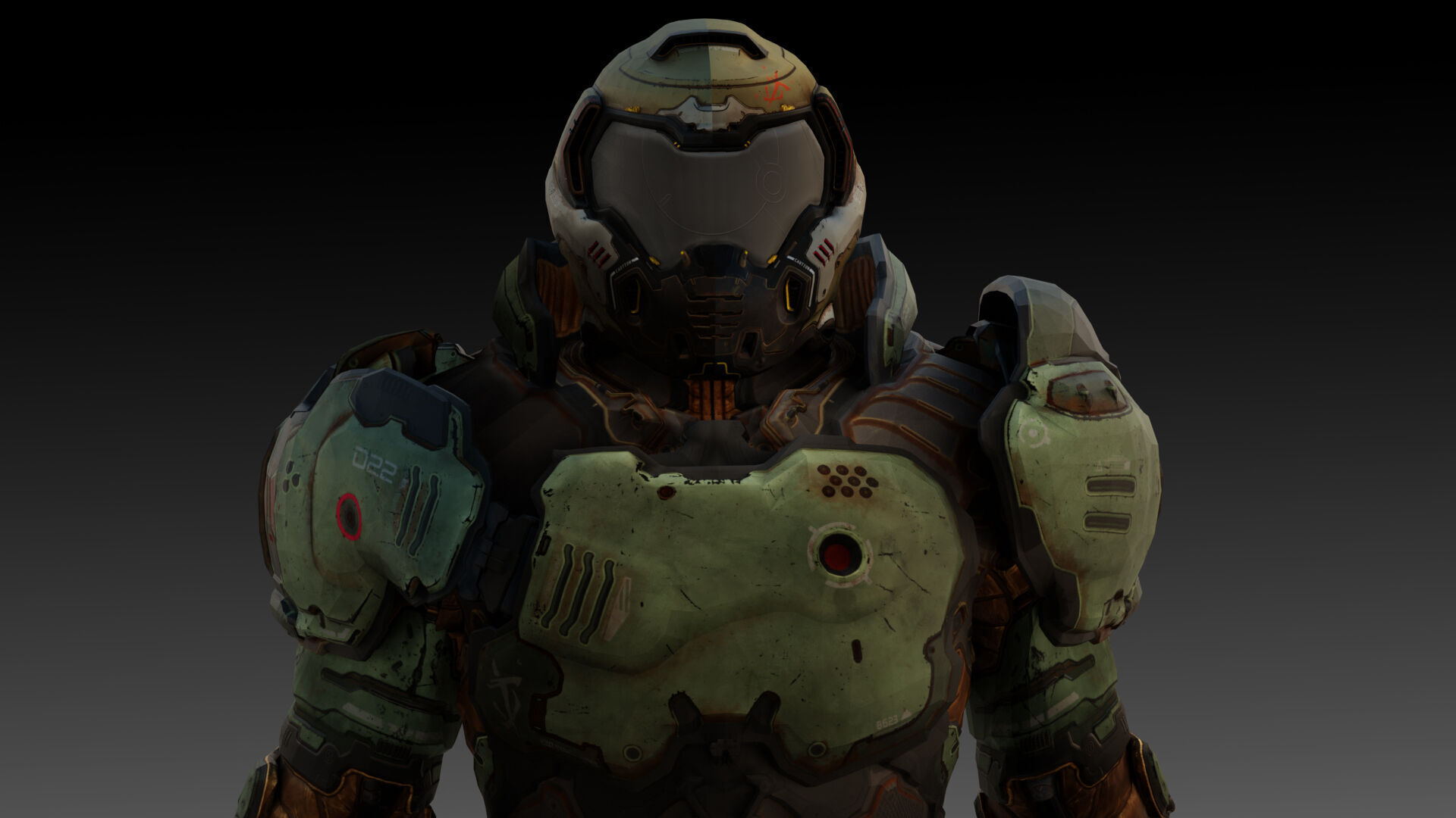 Doom Slayer 3D Model High-Quality Rigged Low-poly 3D model_9