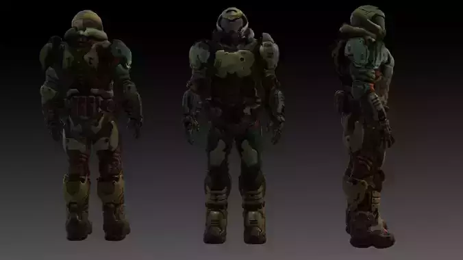 Doom Slayer 3D Model High-Quality  Rigged