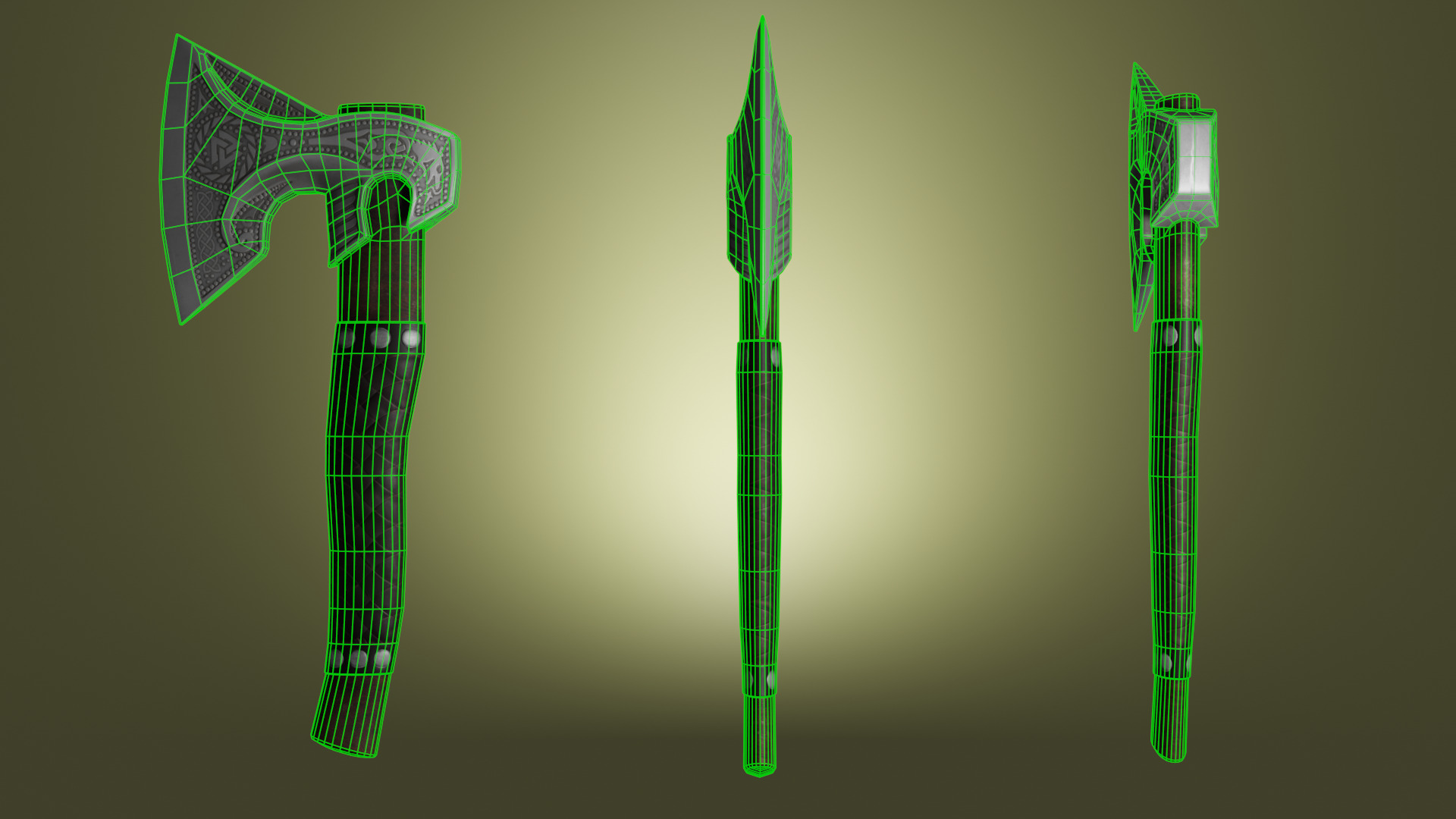 viking axe Low-poly 3D model_8