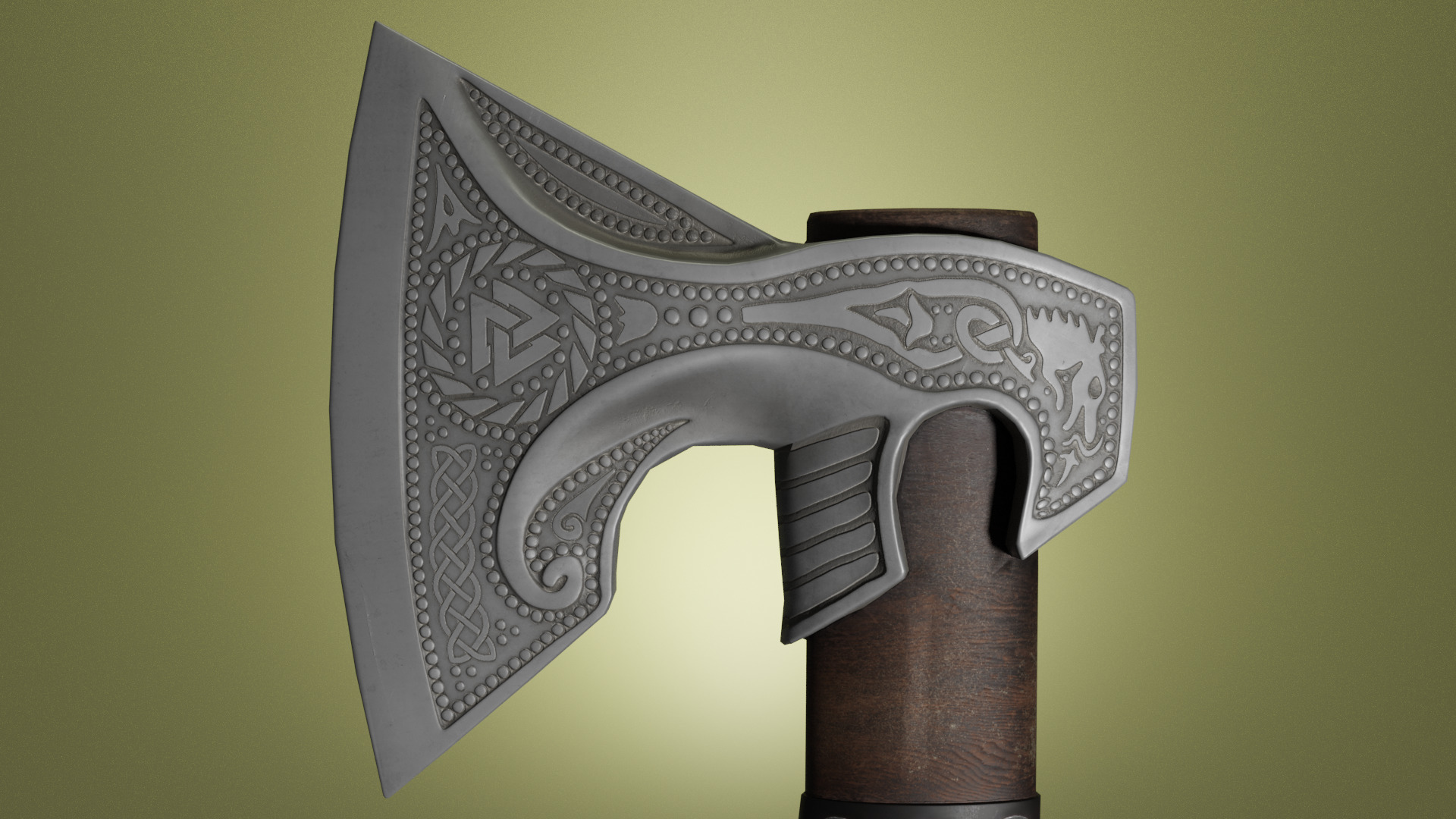 viking axe Low-poly 3D model_6