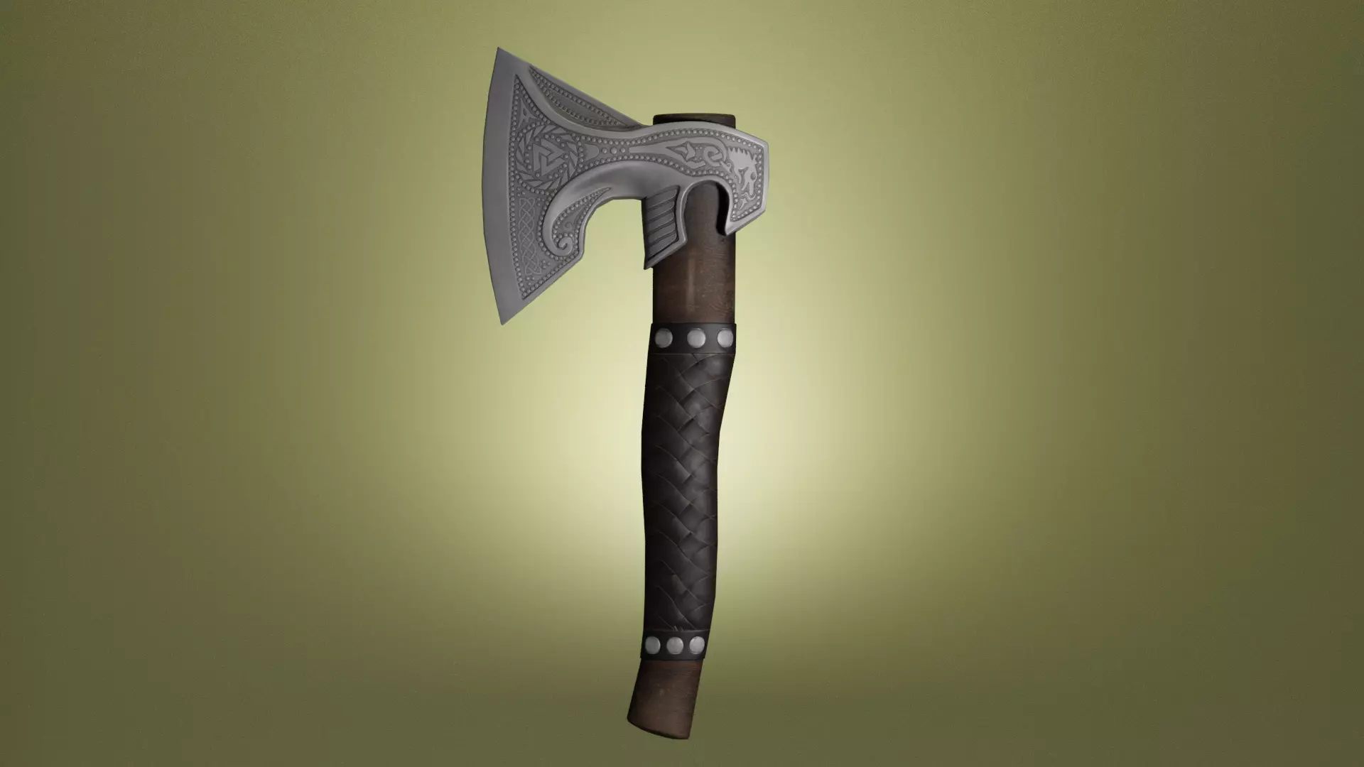 viking axe Low-poly 3D model_0