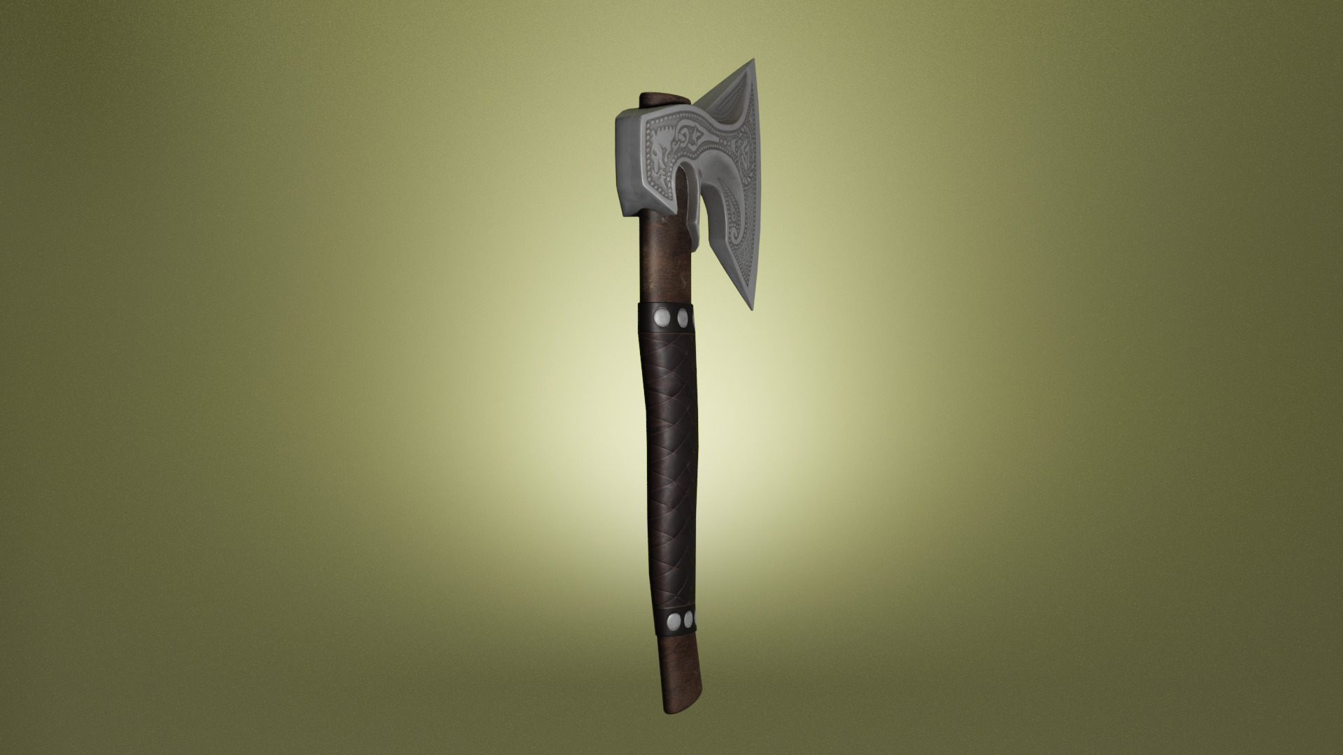 viking axe Low-poly 3D model_4