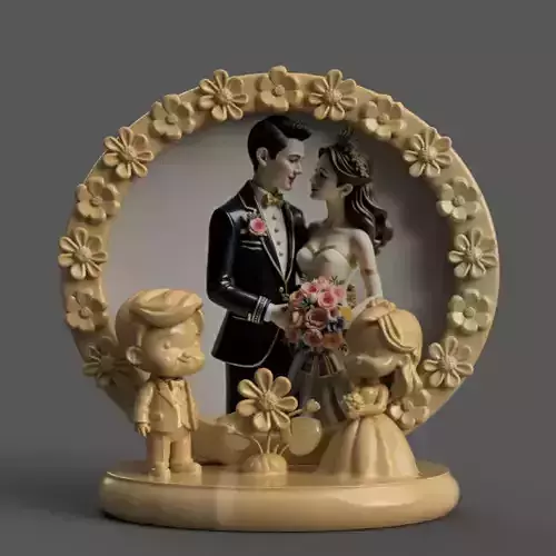Wedding Couple 3D Frame Romantic STL for Decoration Gifts