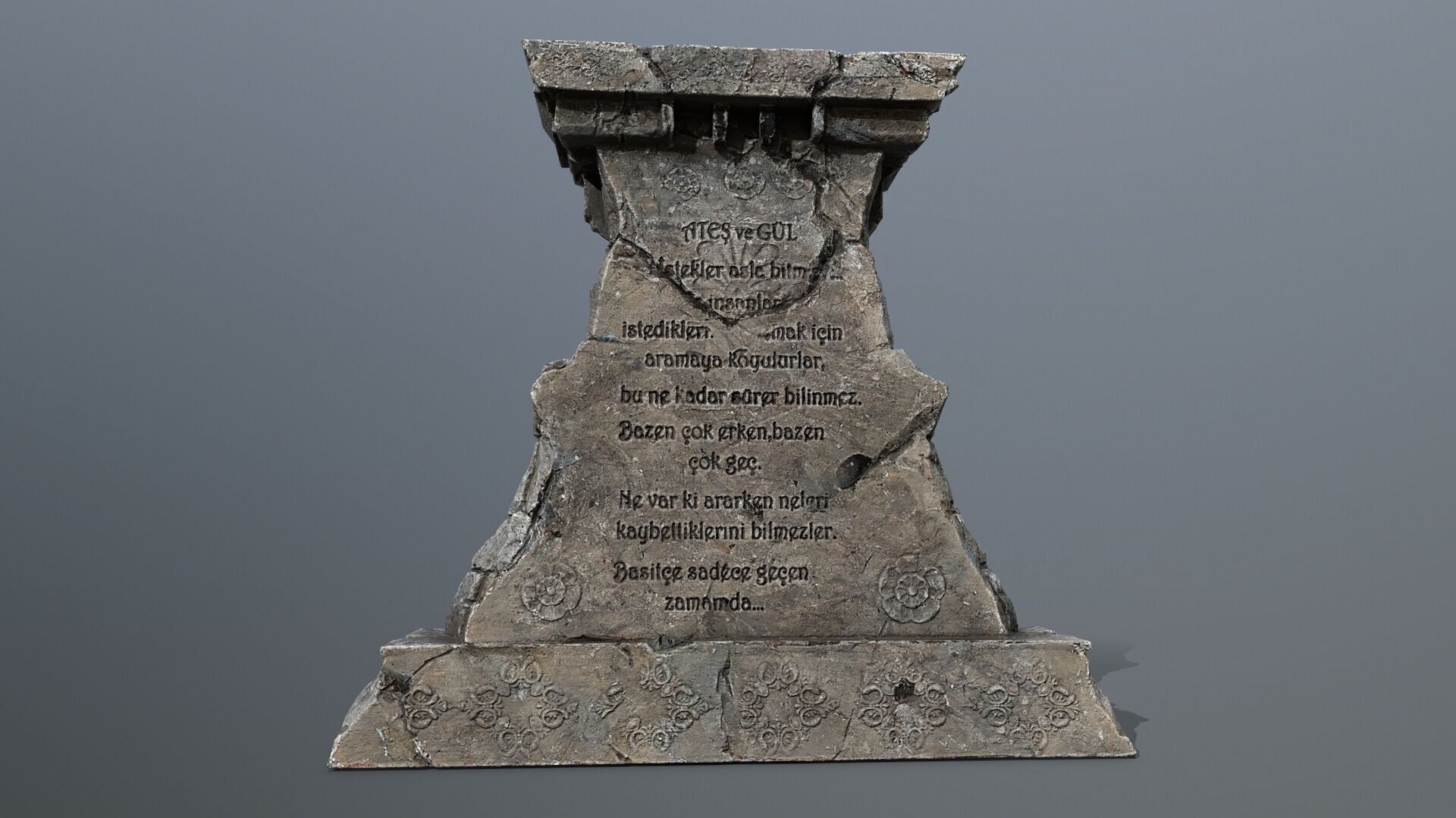 Lion fountain Low-poly 3D model_3