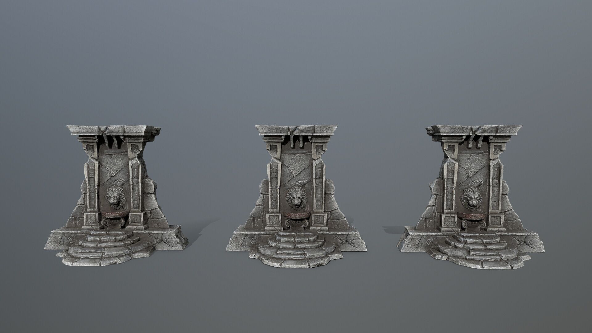 Lion fountain Low-poly 3D model_14