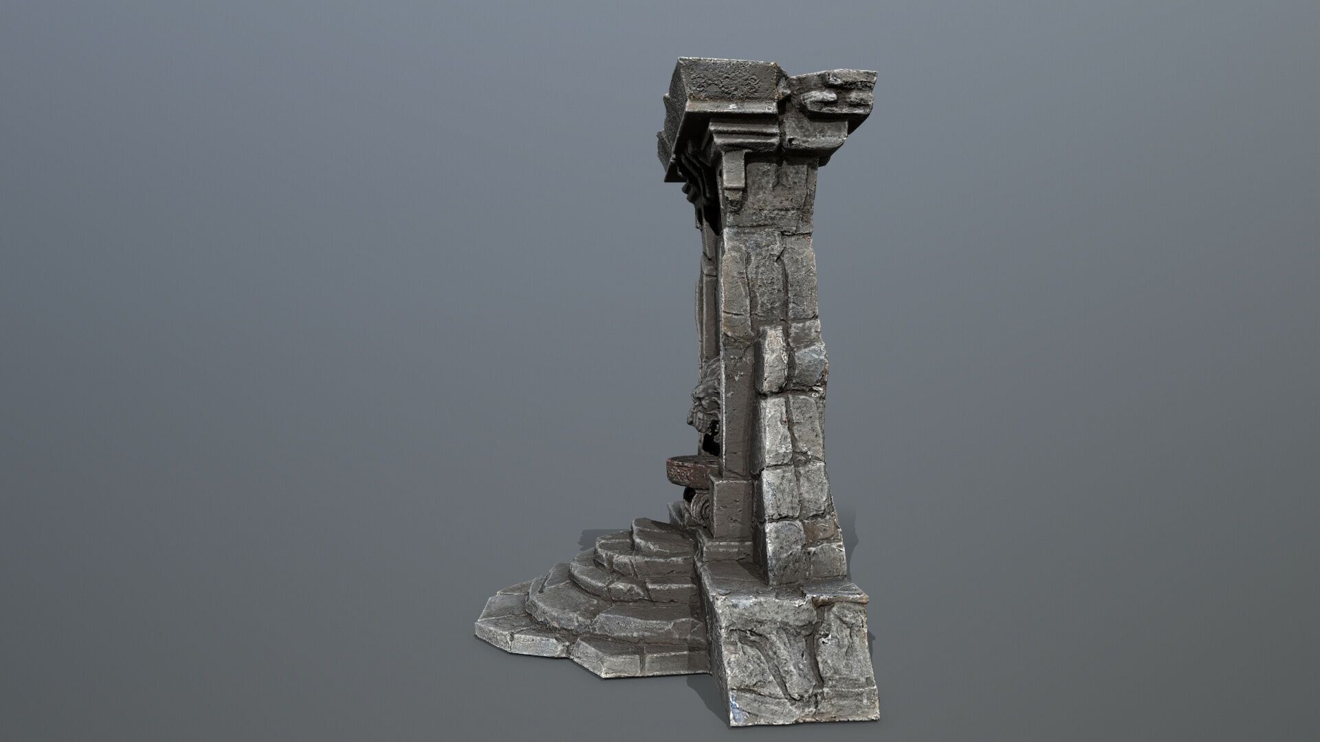 Lion fountain Low-poly 3D model_6