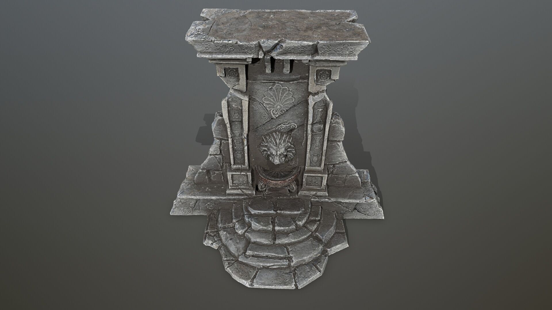 Lion fountain Low-poly 3D model_13