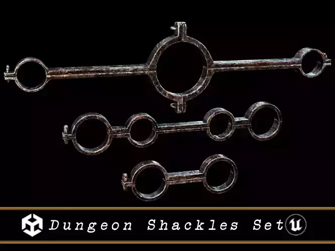 Medieval Dungeon Shackle Set  Low-poly 3D model