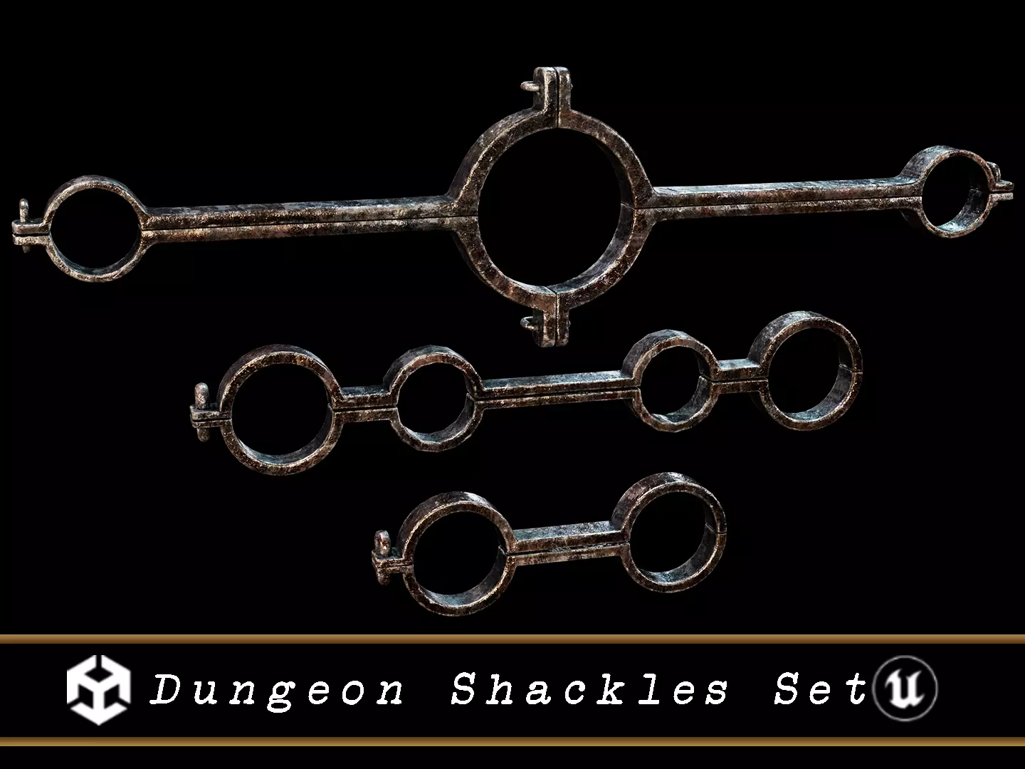 Medieval Dungeon Shackle Set Low-poly 3D model