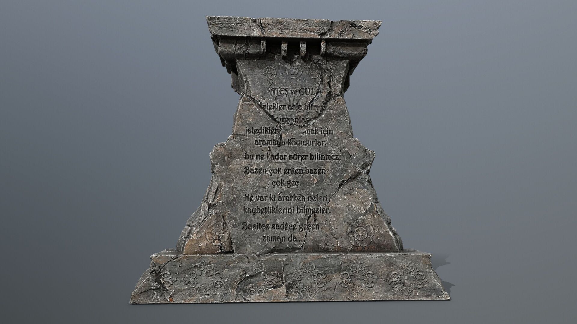 Lion fountain Low-poly 3D model_3