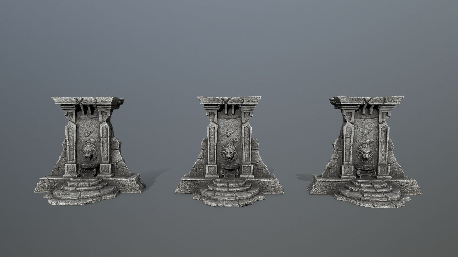 Lion fountain Low-poly 3D model_14