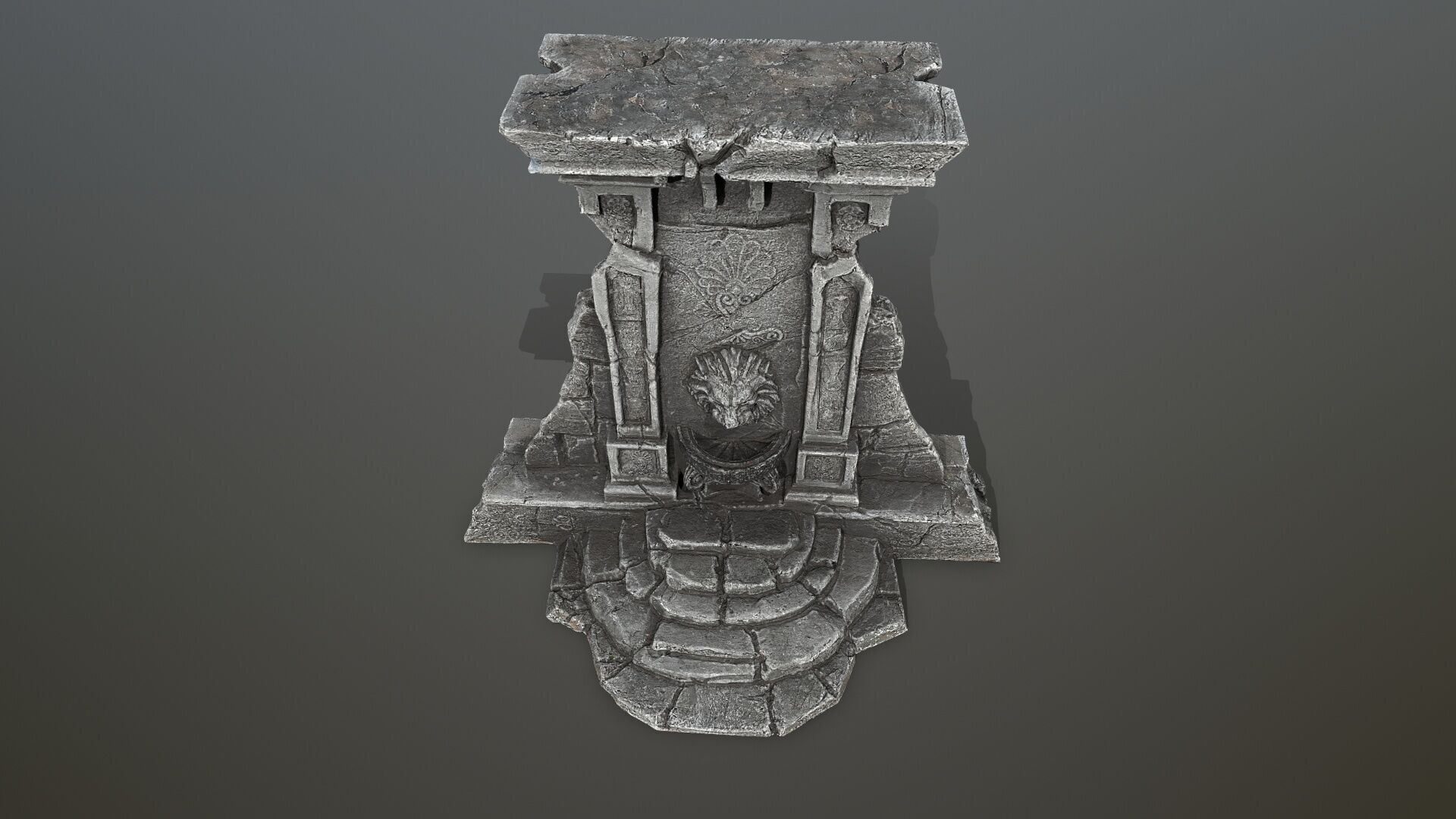 Lion fountain Low-poly 3D model_13