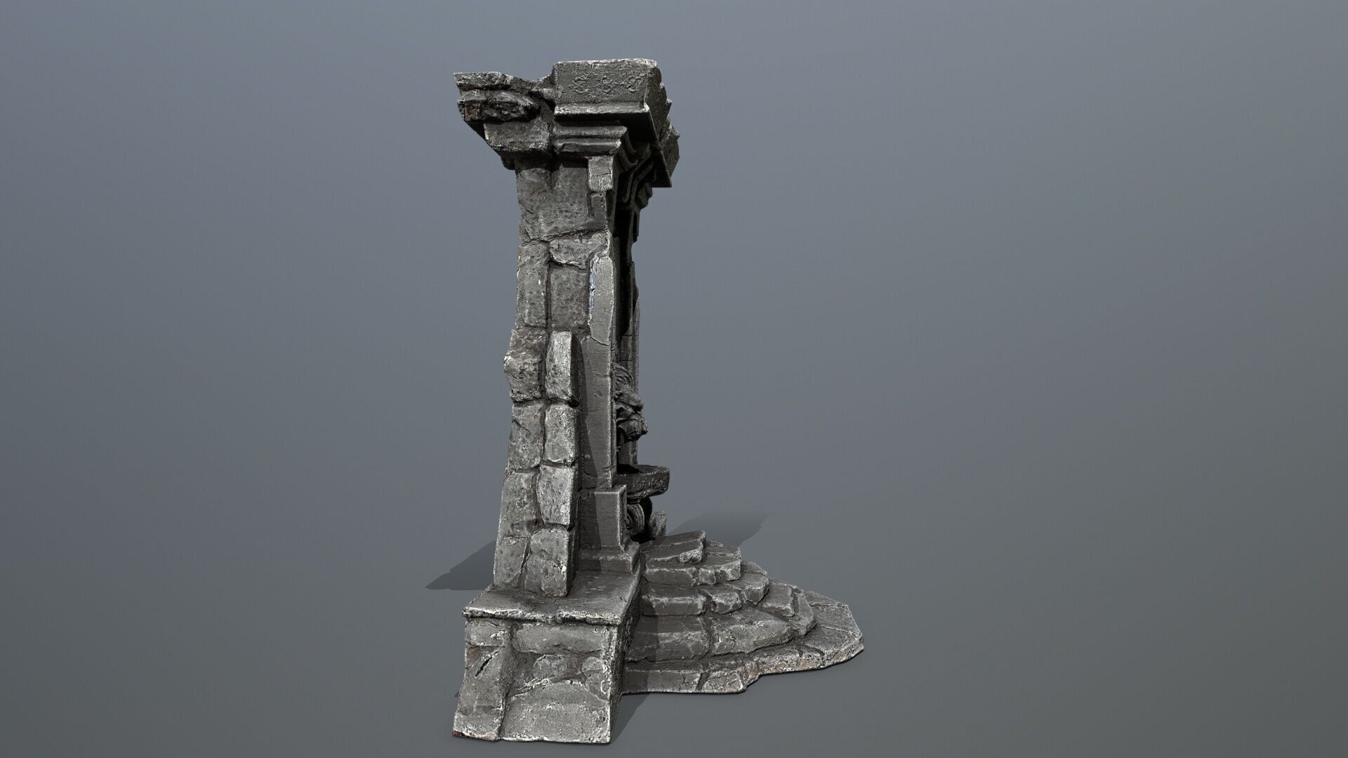 Lion fountain Low-poly 3D model_10