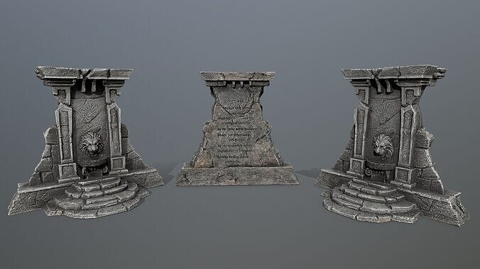 Lion fountain Low-poly 3D model