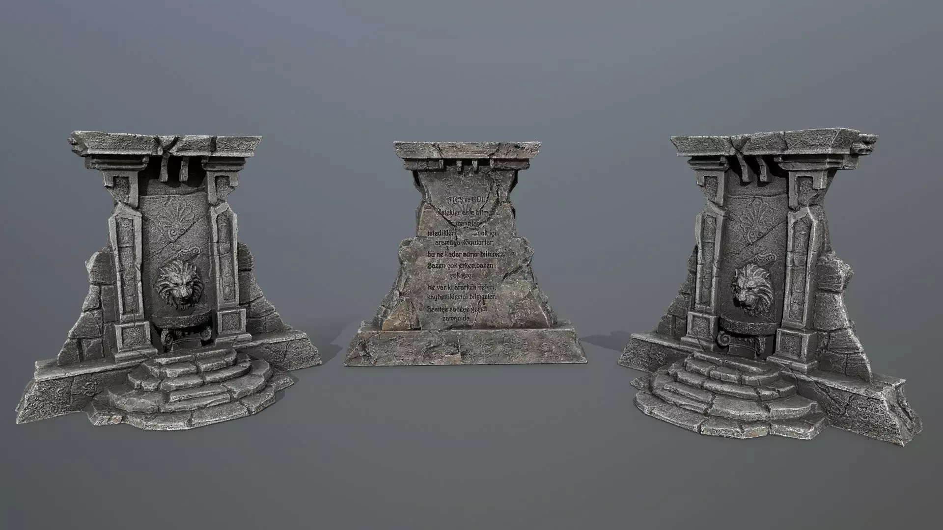 Lion fountain Low-poly 3D model_0