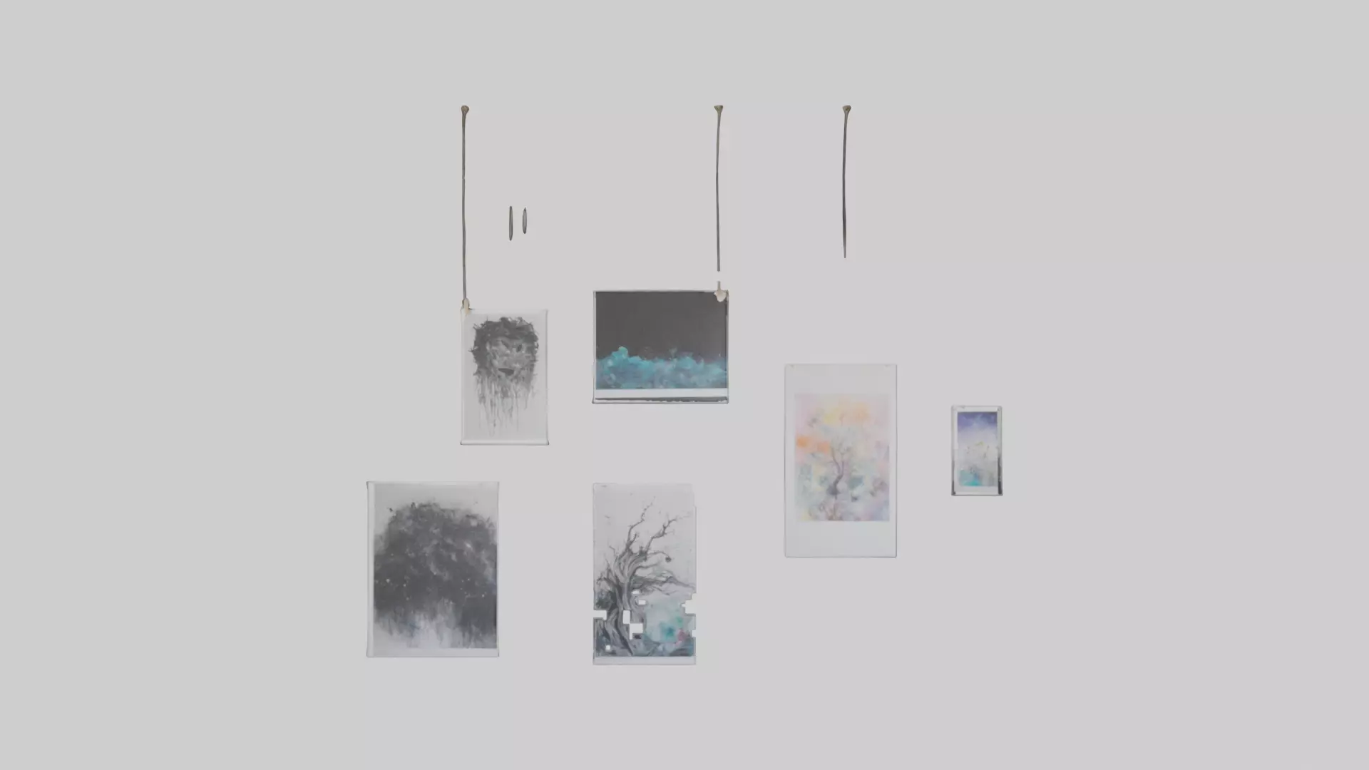 Hanging Art Prints Low-poly 3D model_0