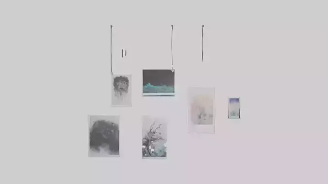 Hanging Art Prints Low-poly 3D model