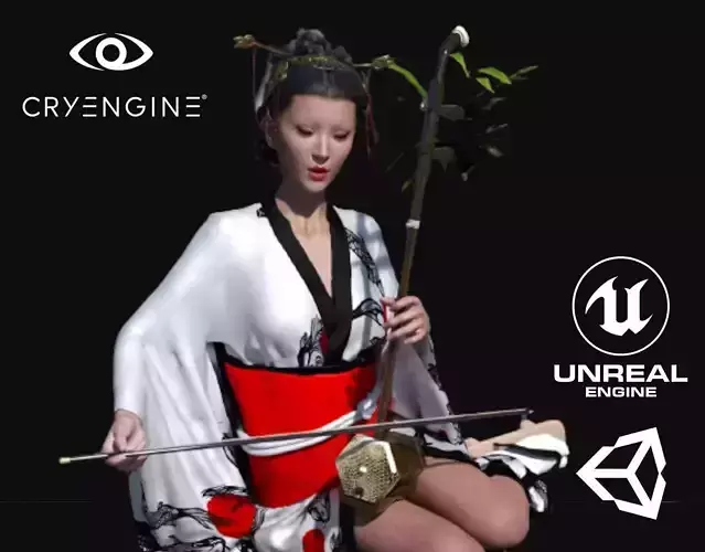 Japanese Geisha - Game Ready