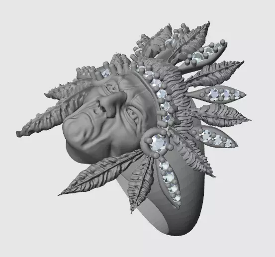 ANILLO INDIO PLUMAS Y PIEDRAS  3D print model_0