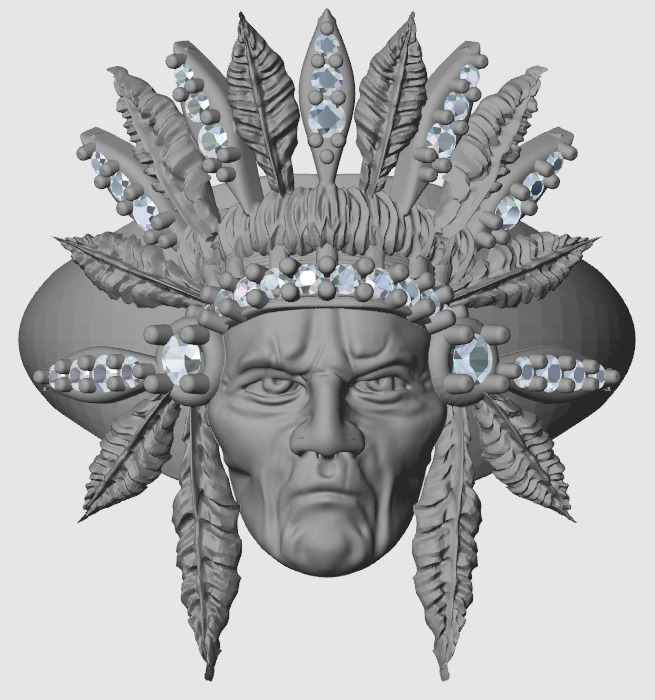 ANILLO INDIO PLUMAS Y PIEDRAS  3D print model_1