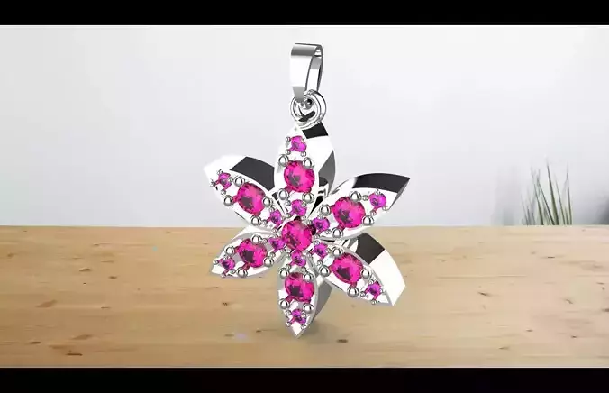 pink tomaline flower lucxary pendant 