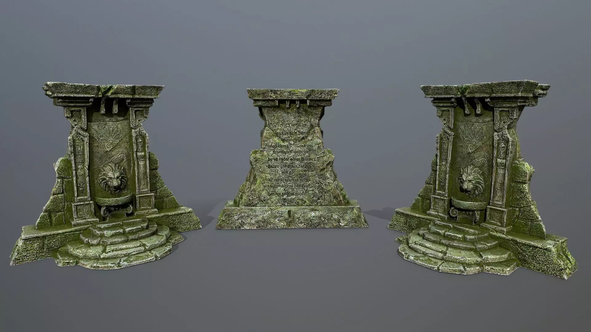Lion fountain Low-poly 3D model_0
