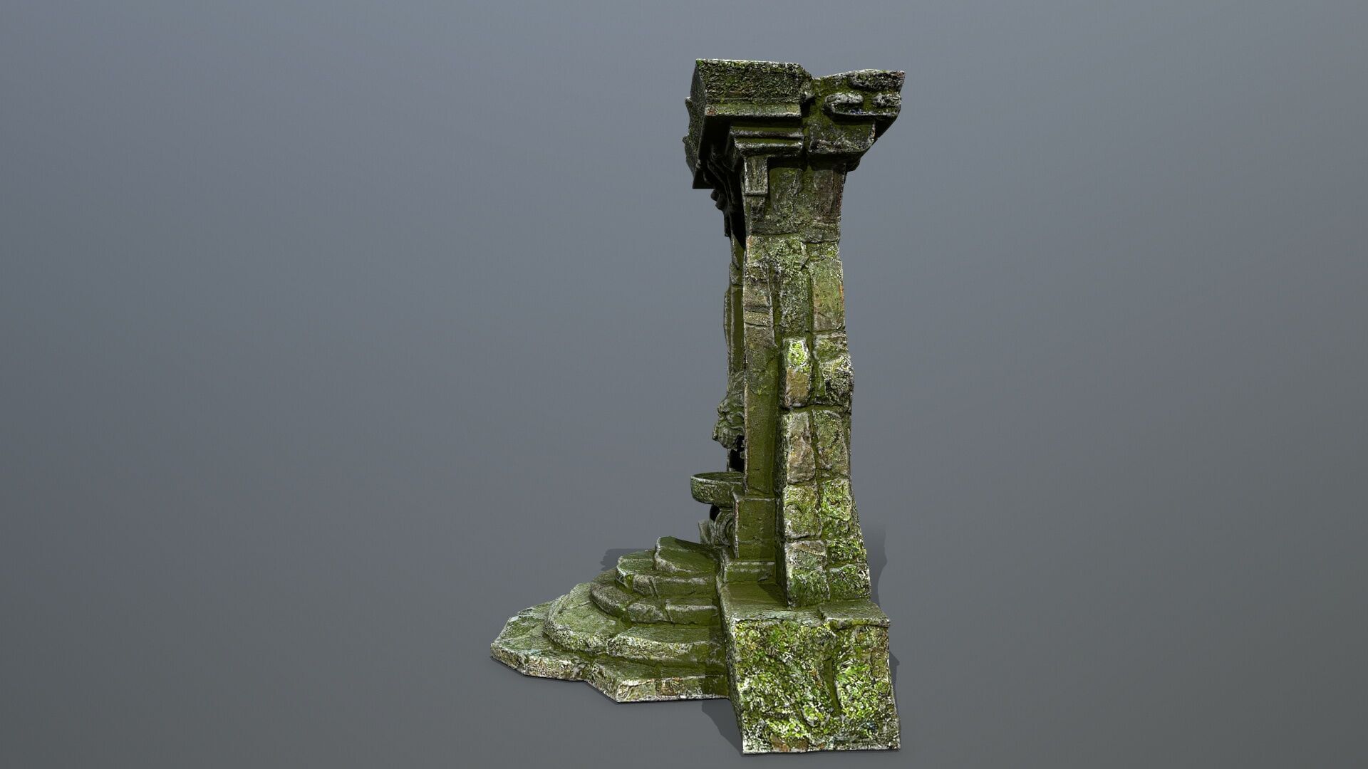 Lion fountain Low-poly 3D model_6