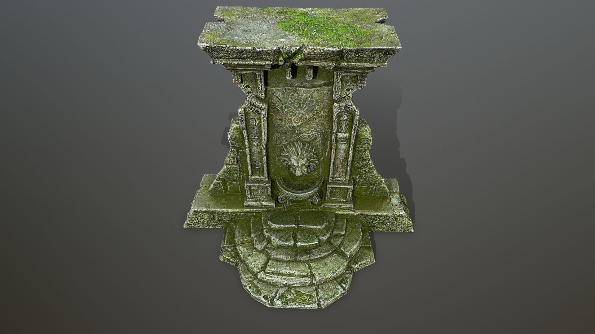 Lion fountain Low-poly 3D model_13